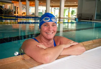 Kim Smiling in the pool