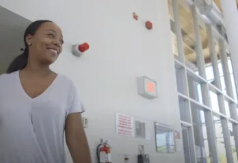 woman in white shirt