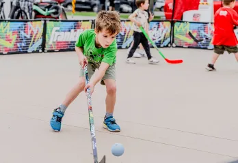 Children participating in NHL STREET through the YMCA of Southern Interior BC