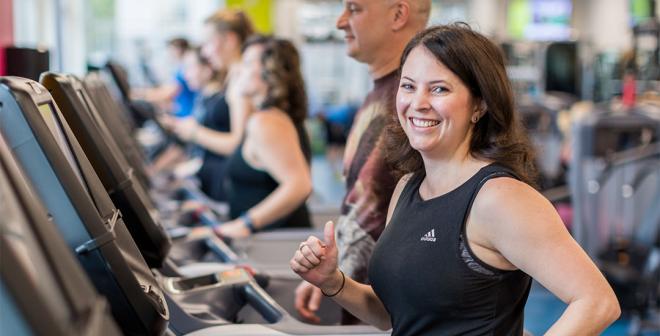 woman using treadmill