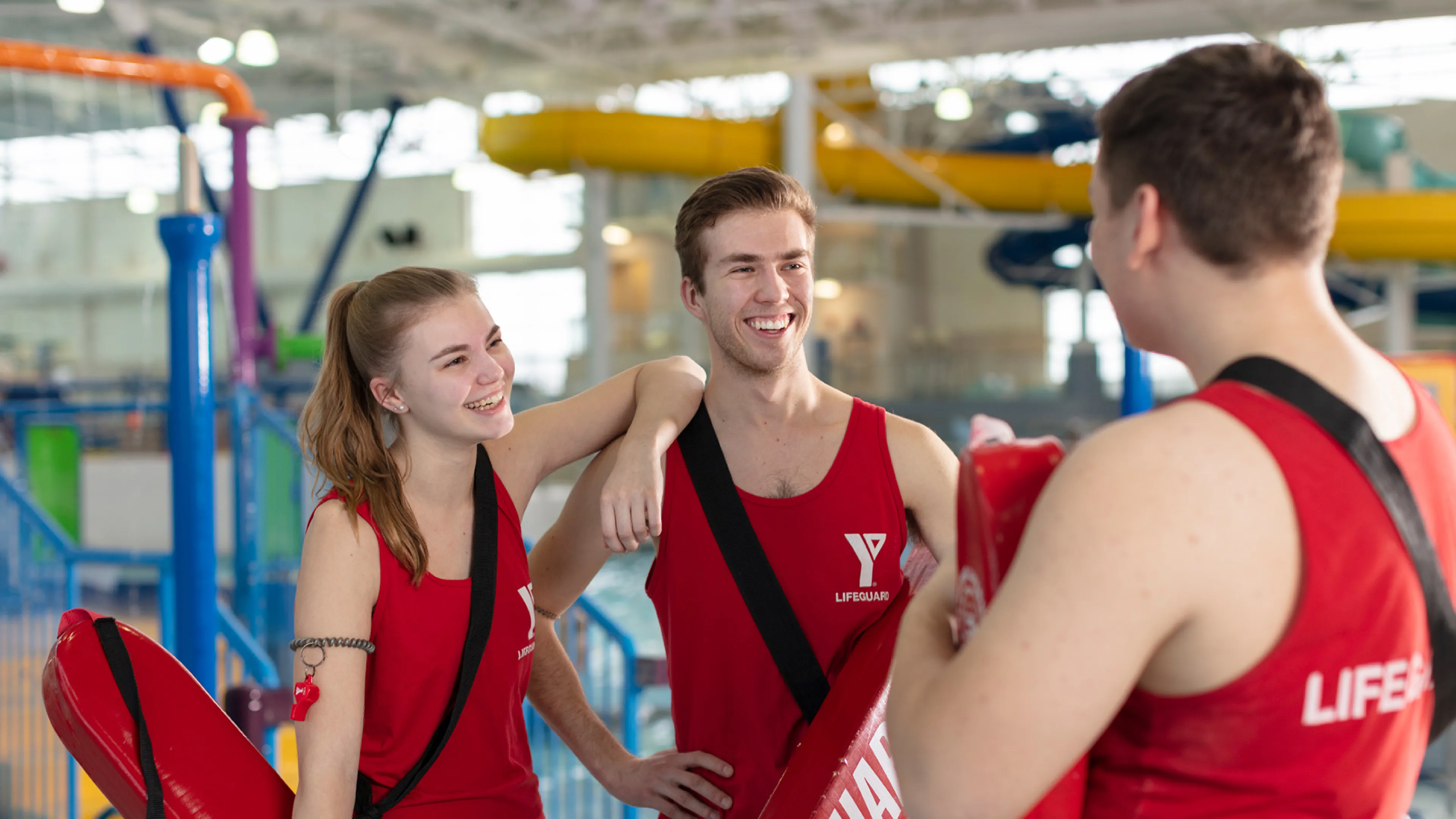 Life guards smiling and laughing