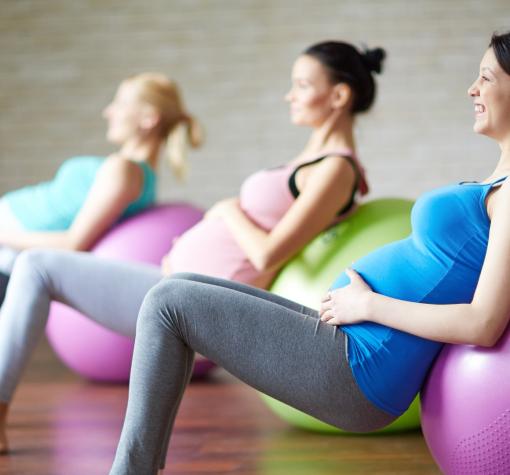 Pregnant women on yoga balls