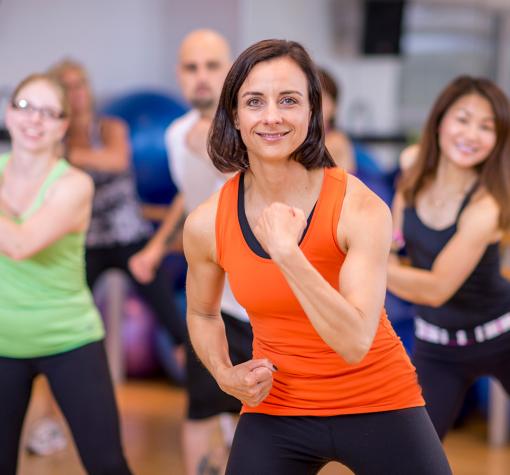 group of adults enjoying a fitness class